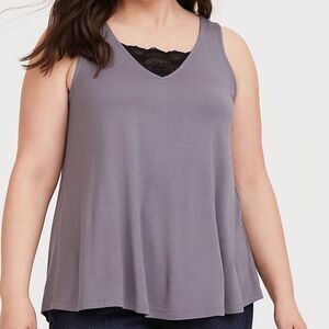 Torrid Super Soft Grey Lace Swing Tank